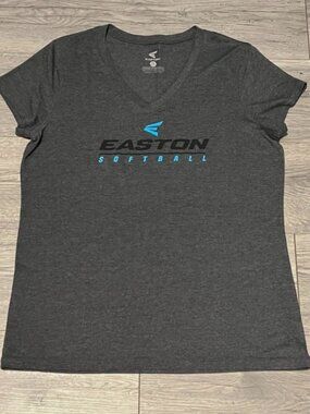 XXL 2XL Womens EASTON SOFTBALL Gray Fastpitch V-Neck Tee Shirt Top NWOT Athletic